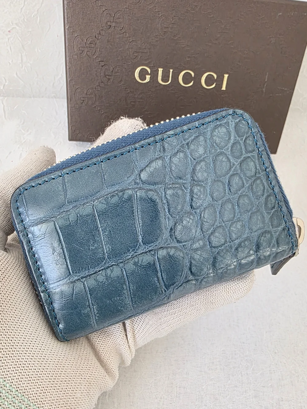 Auth Gucci Croc Embossed Card Holder - Picture 5 of 9